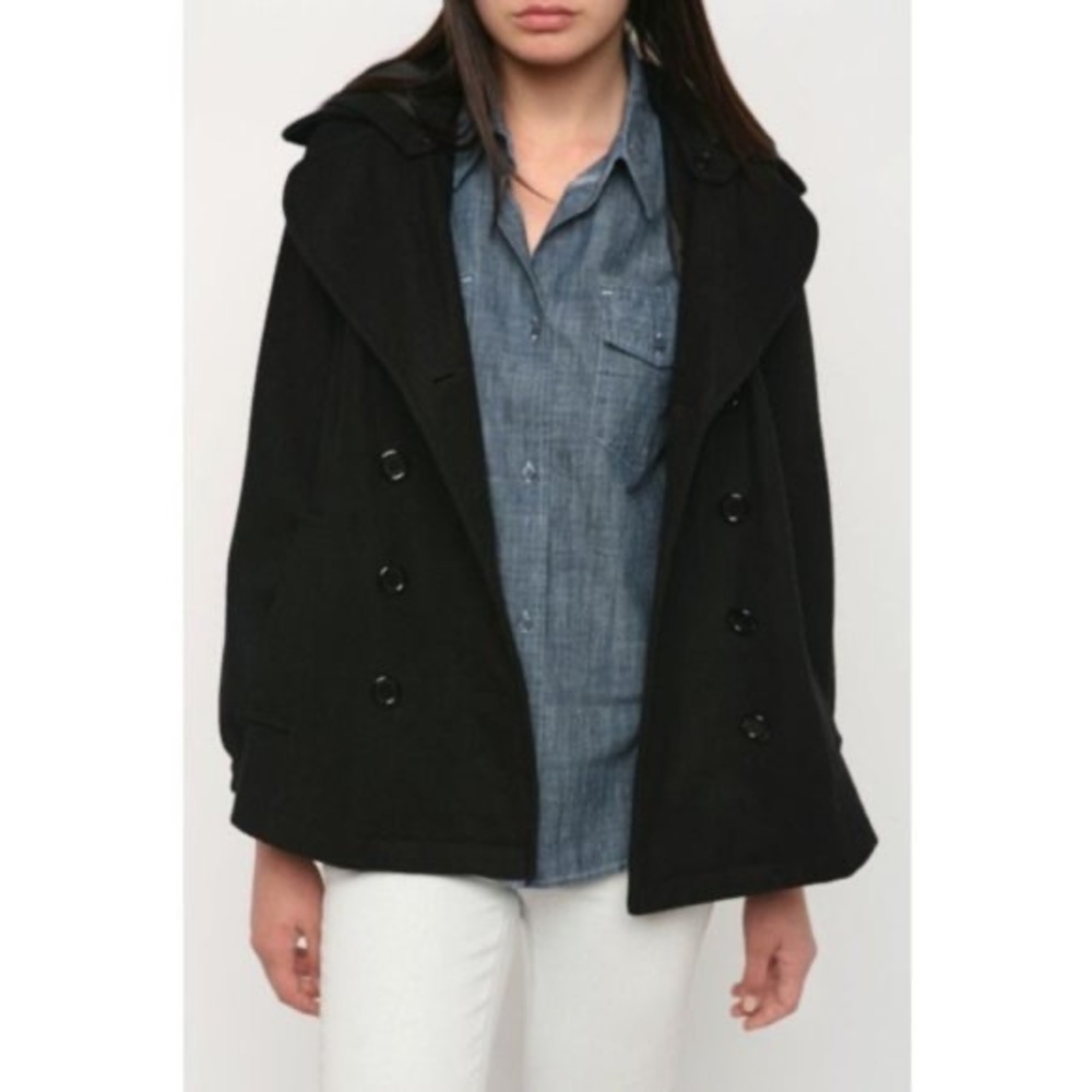 UO Kimchi Blue • Hooded Swing Peacoat Jacket